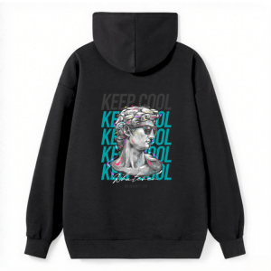 "KEEP COOL" Statue Print Hoodie